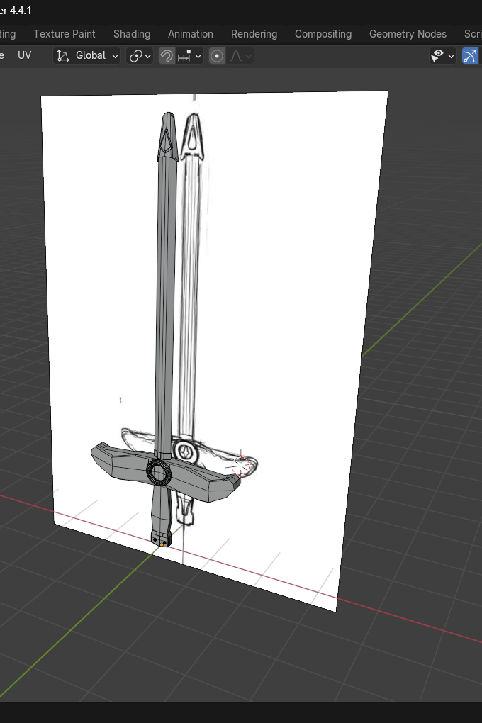 剣のモデリング途中